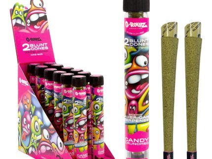G-Rollz Candy Crunched Terpene Blunt Cones. Vuelve a tu infancia con una nueva ráfaga de dulces cuando enciendes uno de estos conos. tenta tus papilas gustativas con cada bocanada que nunca querrás que termine.