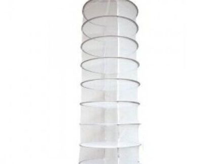 Práctica estructura para secar en espacios reducidos. Este secador mide 1,75 cm. de alto y 90 cm. de diámetro.