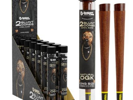Presentamos los exclusivos conos romos de hierbas G-Rollz. Estos blunts están elaborados con una mezcla de manzanilla, yerba mate y un toque de cacao, con una infusión de terpenos derivados de los cogollos