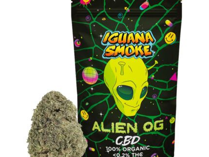 La Flor Alien OG CBD se caracteriza por su inconfundible aroma cítrico y terroso, complementado con notas dulces y especiadas. Ideal para quienes buscan un CBD de alta calidad, esta variedad es perfecta para disfrutar de un perfil aromático único y envolvente.
