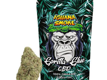 Gorilla Glue CBD: Flores de CBD de alta calidad, con un 10% de CBD y menos del 0,2% de THC, ideales para quienes buscan un aroma fuerte a madera y pino con matices terrosos, disfrutando de una experiencia de calidad