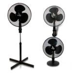Ventilador que cuenta con los accesorios necesarios para 3 usos diferentes, suelo (de pie), sobremesa y pared. Es de fácil montaje y tiene 3 velocidades.