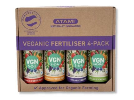 El Atami VGN Pack-4 de 250 ml es una solución completa y natural para aquellos que buscan nutrir sus plantas de manera sostenible y efectiva. Este conjunto incluye cuatro botellas de fertilizantes veganos de alta calidad,