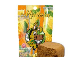 CBD Hash Flying Burrito Mimosa es una resina de CBD inspirada en la famosa genética Mimosa, conocida por su aroma vibrante y efecto energizante